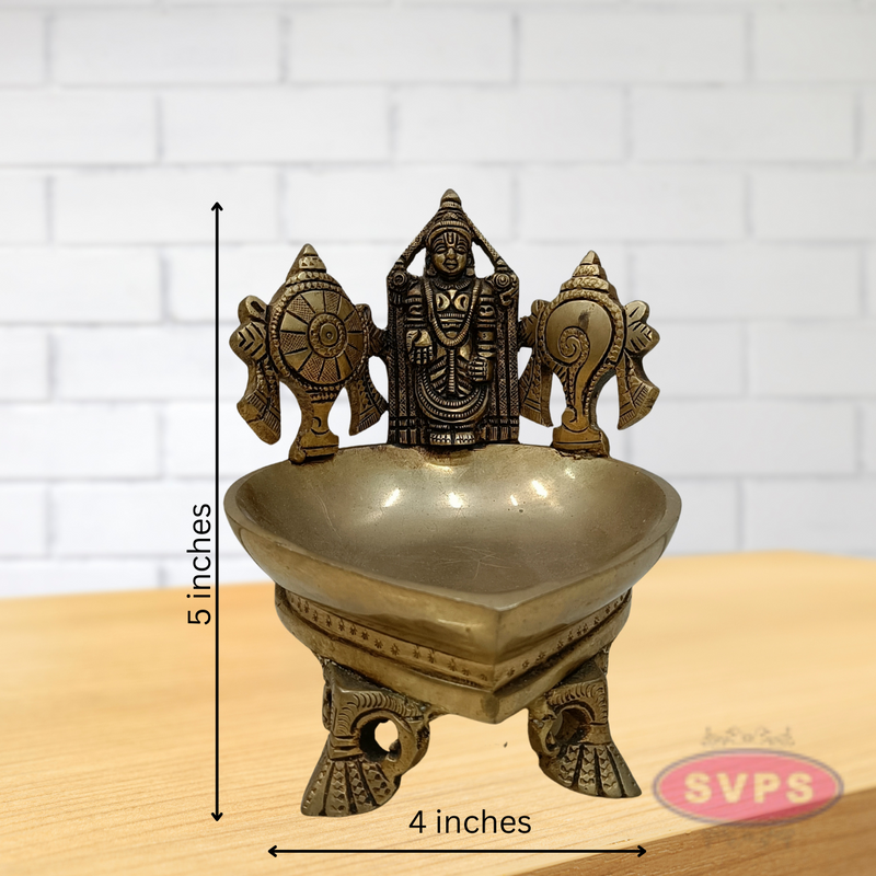 Brass Sri Balaji Sankh Chakra Diya