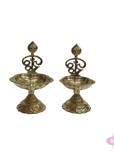 Brass Om Vel Deepam | Traditional Pooja Oil Lamp | Lord Murugan Vel Design | Brass Vilakku for Home Temple, Pooja & Festivals