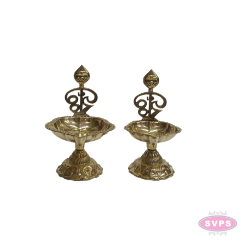 Brass Om Vel Deepam | Traditional Pooja Oil Lamp | Lord Murugan Vel Design | Brass Vilakku for Home Temple, Pooja & Festivals
