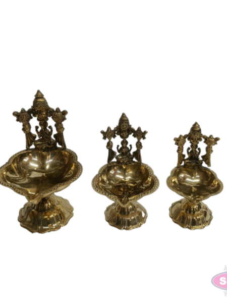 Brass Balaji Diya with Lakshmi | Traditional Pooja Oil Lamp | Lord Venkateswara & Goddess Lakshmi Deepam for Home Temple