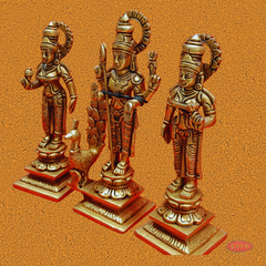 Brass Antique Murugan Valli Deivanai Set Idol