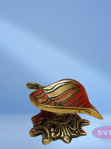 Brass Leaf Shape Diya For Puja And Decor