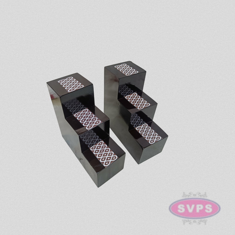 Premium Wooden Deep Stand | 3 Step Kolam Design Diya Display for Pooja