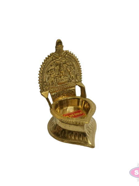4 Inch Brass Lakshmi Deepam / Vilakku – Traditional Goddess Lakshmi Oil Lamp for Pooja
