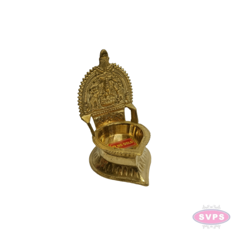 4 Inch Brass Lakshmi Deepam / Vilakku – Traditional Goddess Lakshmi Oil Lamp for Pooja