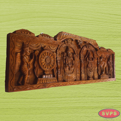Wood Carved Tirupathi Perumal Thayar Wall Hanging