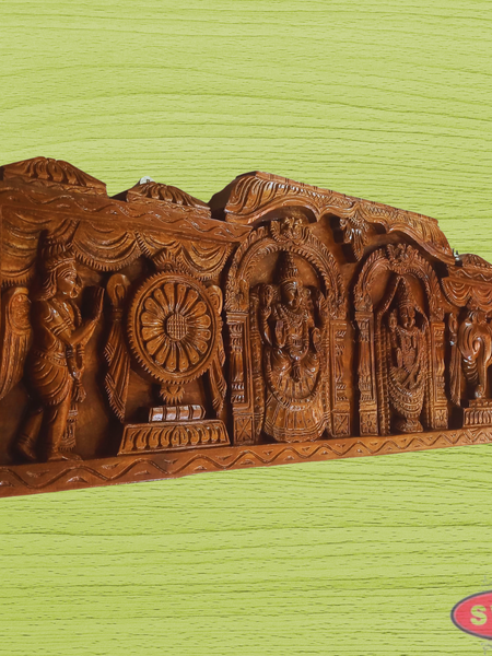 Wood Carved Tirupathi Perumal Thayar Wall Hanging
