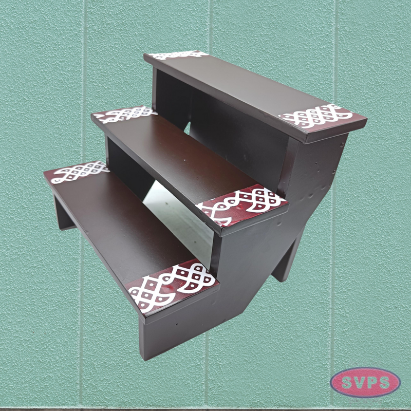 Wooden Step Deity Stand With Gap - 2 Variants