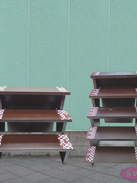Wooden Step Deity Stand With Gap - 2 Variants