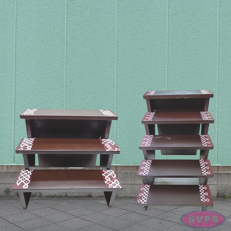 Wooden Step Deity Stand With Gap - 2 Variants