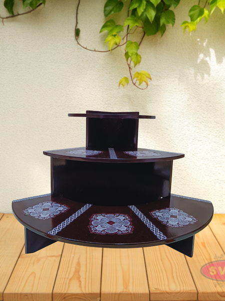 Superior Quality Wooden 3-Step Foldable Pooja & Decor Stand