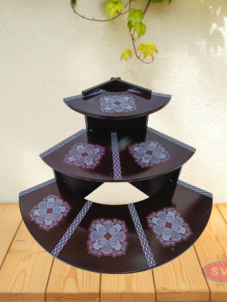 Superior Quality Wooden 3-Step Foldable Pooja & Decor Stand