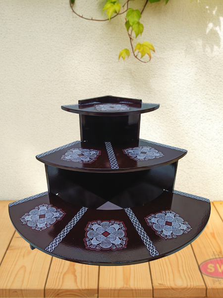 Superior Quality Wooden 3-Step Foldable Pooja & Decor Stand
