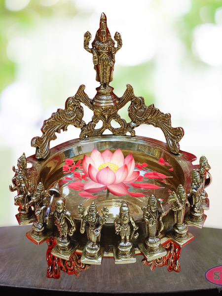 Antique Brass Dasavathara Urli With Tirupathi Balaji