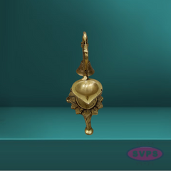 Brass Antique Peacock Diya With Bell For Puja And Decor