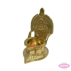 Brass Gaja Lakshmi Deepam / Vilakku – 5.5 Inch Traditional Goddess Lakshmi Oil Lamp