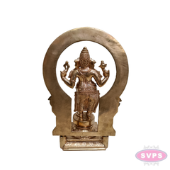 Antique Finish Brass Lord Ganesha Idol with Decorative Arch – 13 Inch