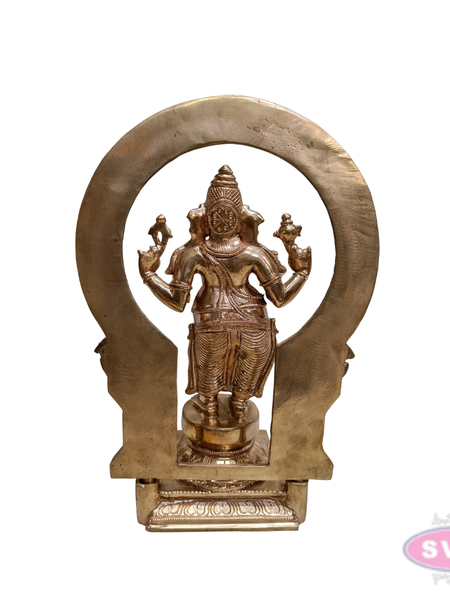 Antique Finish Brass Lord Ganesha Idol with Decorative Arch – 13 Inch