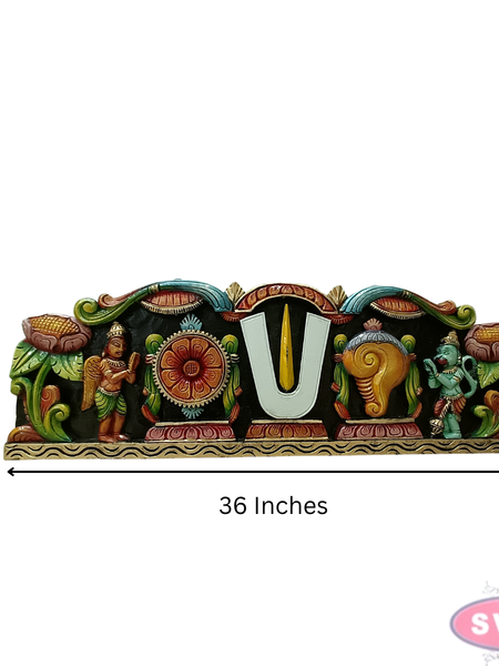 Wooden Carverd Vadakalai Tiruman With Garudan Hanuman Multicolour Wall Hanging