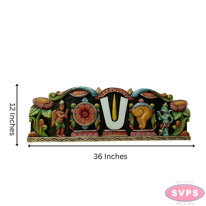 Wooden Carverd Vadakalai Tiruman With Garudan Hanuman Multicolour Wall Hanging
