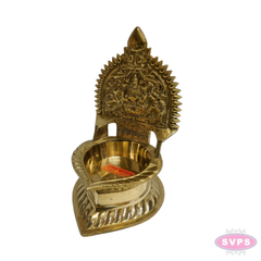 Brass Lakshmi Deepam / Vilakku – 7 Inch Traditional Goddess Lakshmi Oil Lamp for Pooja Room & Temple