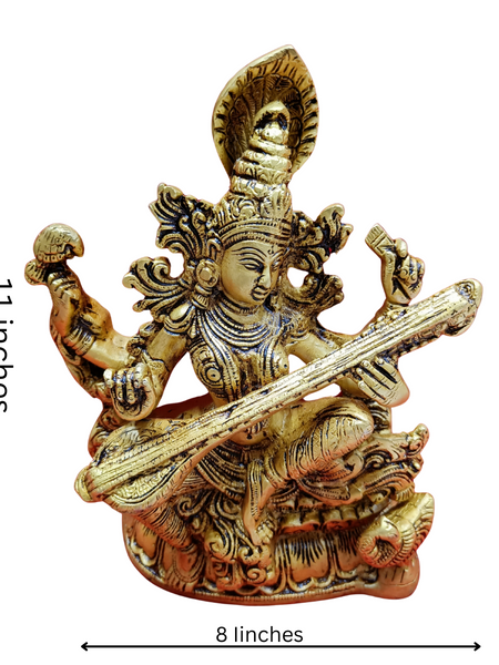 Brass Saraswathi Idol-11 Inches