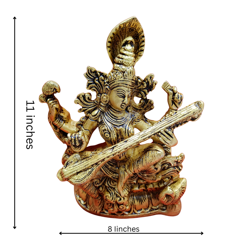 Brass Saraswathi Idol-11 Inches