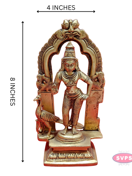 Brass Antique Mayil Murugan With Tiruvachi