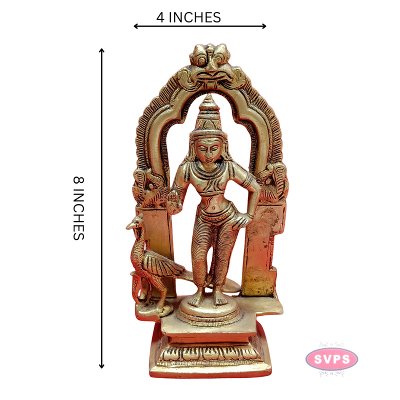 Brass Antique Mayil Murugan With Tiruvachi
