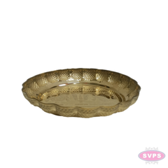 Brass Shanku Chakra Namam Puja Thali – 7 Inch Decorative Embossed Pooja Plate