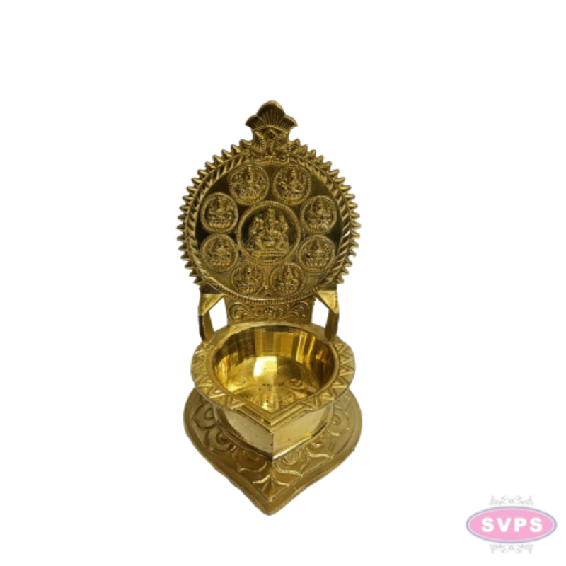 Antique Brass Ashtalakshmi Deepam – Decorative Lakshmi Oil Lamp for Pooja & Festive Décor