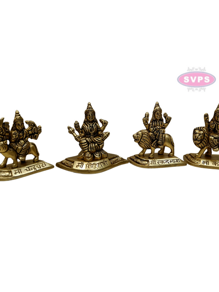 Brass Nava Durga Set Of 9 Idols For Altar And Puja