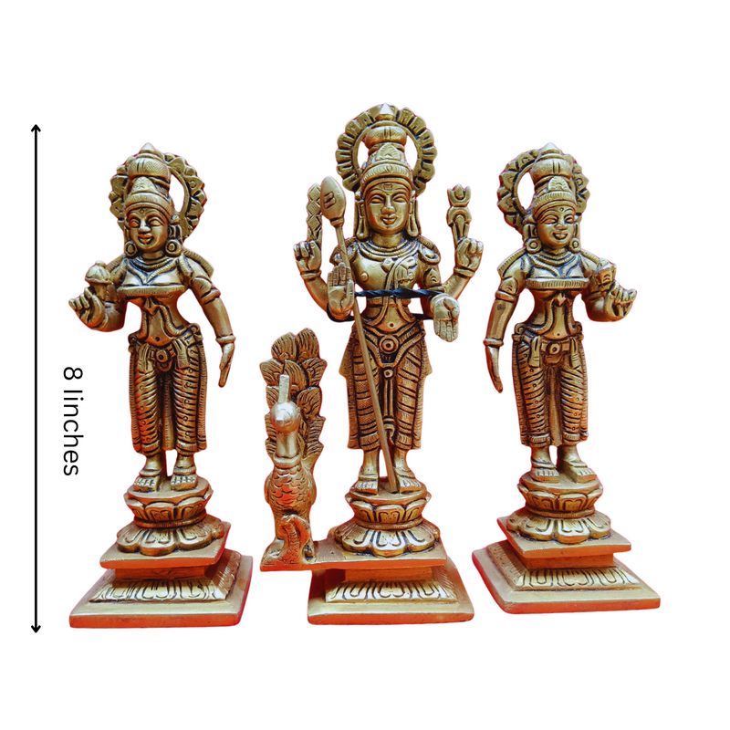 Brass Antique Murugan Valli Deivanai Set Idol