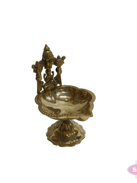 Brass Balaji Diya with Lakshmi | Traditional Pooja Oil Lamp | Lord Venkateswara & Goddess Lakshmi Deepam for Home Temple