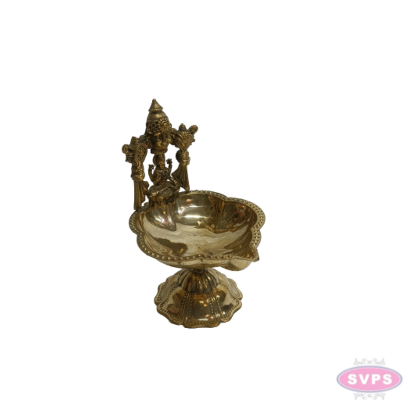 Brass Balaji Diya with Lakshmi | Traditional Pooja Oil Lamp | Lord Venkateswara & Goddess Lakshmi Deepam for Home Temple