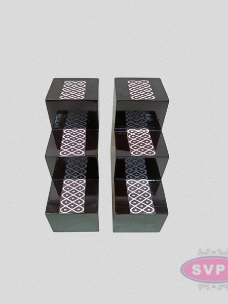 Premium Wooden Deep Stand | 3 Step Kolam Design Diya Display for Pooja