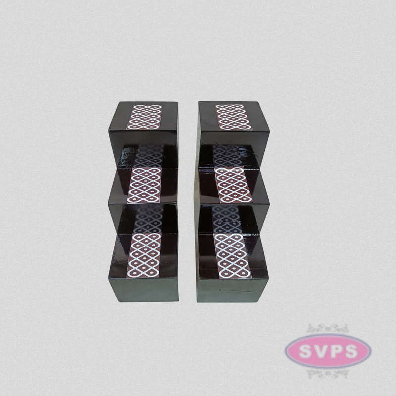 Premium Wooden Deep Stand | 3 Step Kolam Design Diya Display for Pooja