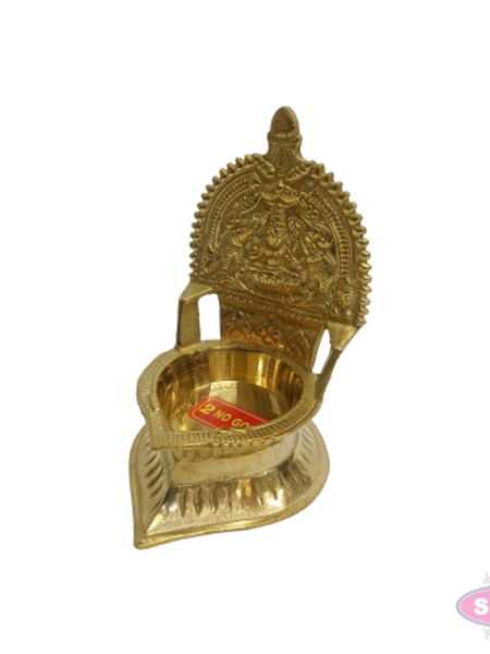 4 Inch Brass Lakshmi Deepam / Vilakku – Traditional Goddess Lakshmi Oil Lamp for Pooja