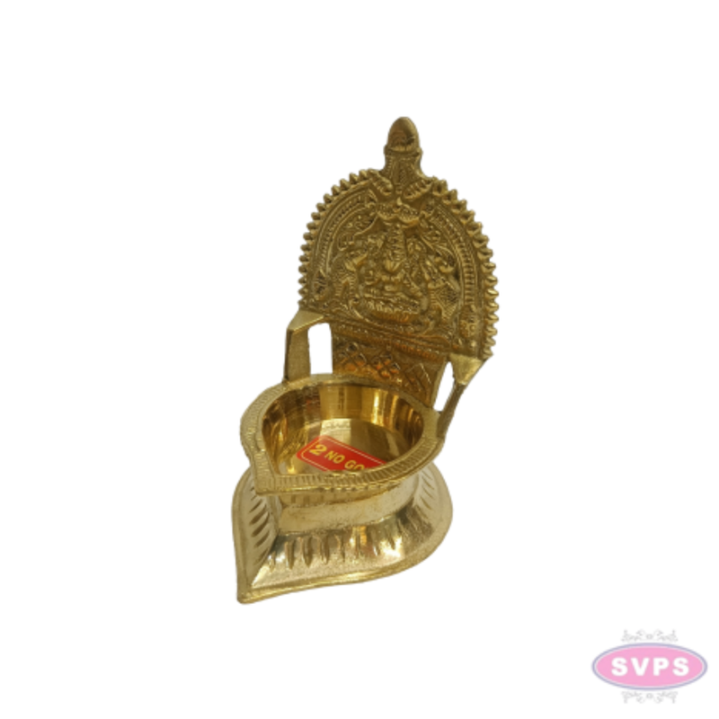 4 Inch Brass Lakshmi Deepam / Vilakku – Traditional Goddess Lakshmi Oil Lamp for Pooja