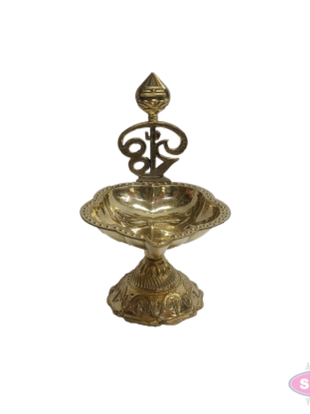 Brass Om Vel Deepam | Traditional Pooja Oil Lamp | Lord Murugan Vel Design | Brass Vilakku for Home Temple, Pooja & Festivals