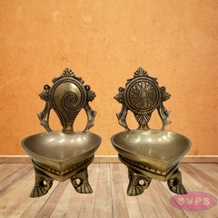 Brass Sankh Chakra Diya For Puja And Decor