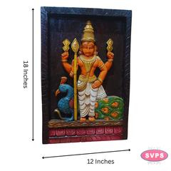 Wood Carving Murugar Wall Hanging Panel
