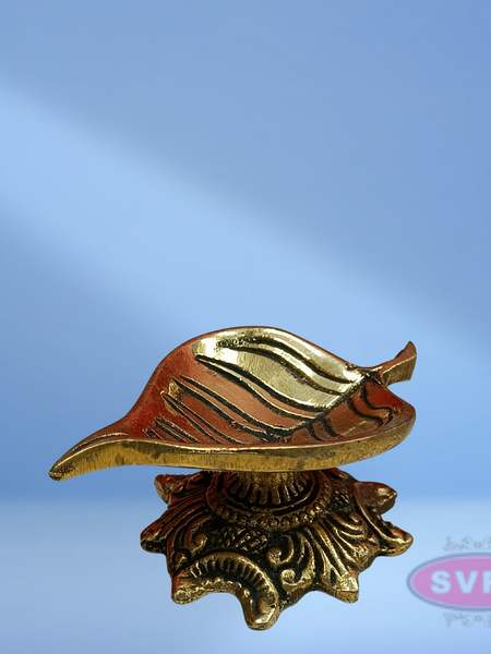 Brass Leaf Shape Diya For Puja And Decor
