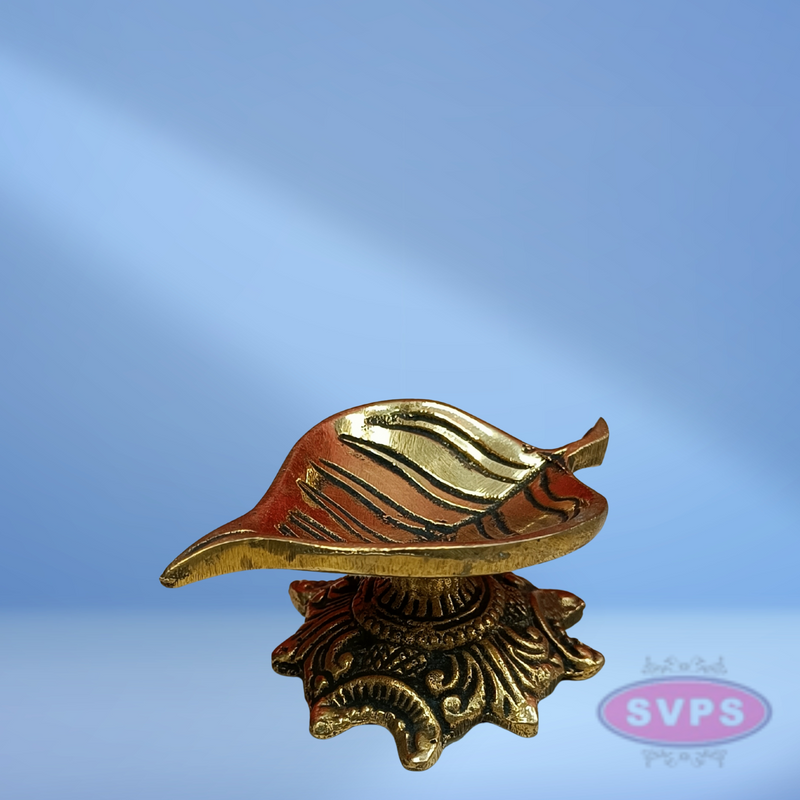 Brass Leaf Shape Diya For Puja And Decor