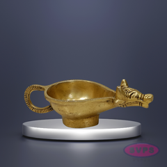 Brass Antique Nandi Diya For Puja And Decor