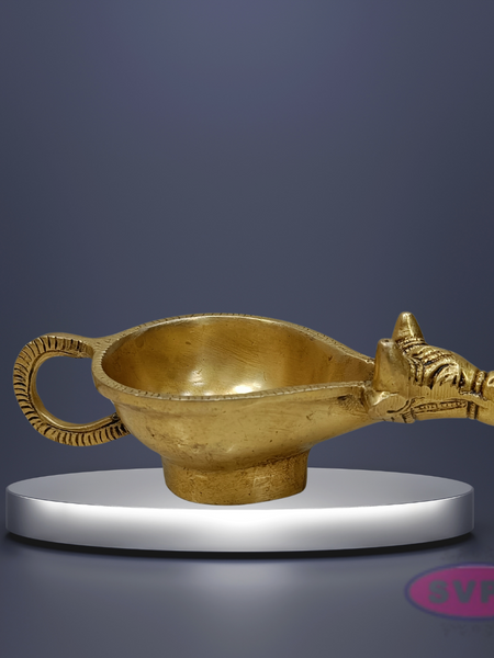 Brass Antique Nandi Diya For Puja And Decor