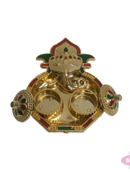 Golden Kankawati Kumkum Holder (Pack of 6) | Decorative Pooja Chawal & Haldi Container for Return Gifts