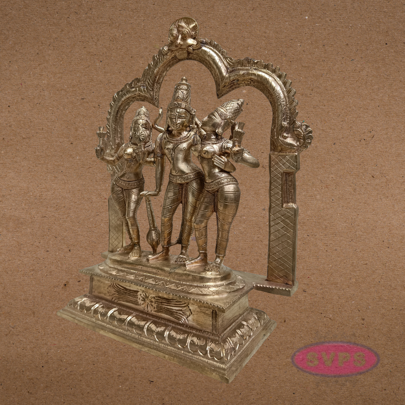 Panchalogham Perumal Sridevi Bhoodevi Idol – Antique Finish Home Décor