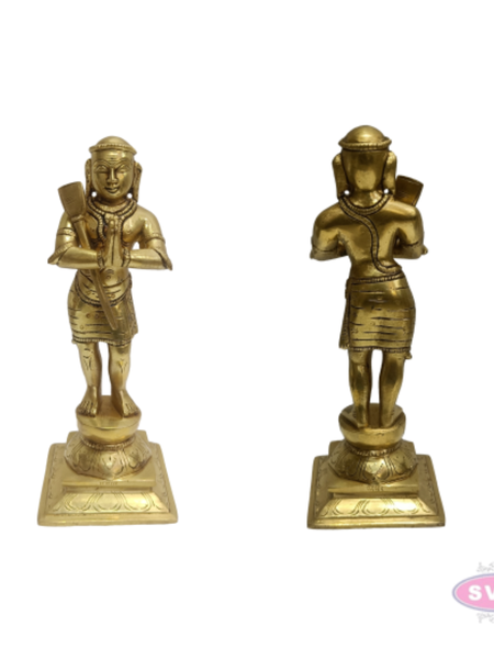 Brass Nalvar Statue Set | Appar, Sundarar, Manikkavasagar & Sambandar | Set of 4 Nayanmar Idols for Pooja Room
