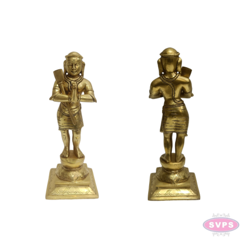 Brass Nalvar Statue Set | Appar, Sundarar, Manikkavasagar & Sambandar | Set of 4 Nayanmar Idols for Pooja Room